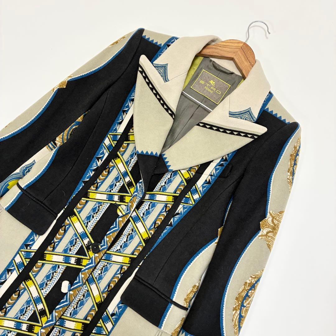 美品☆ETRO エトロ☆総柄ウールコート 38