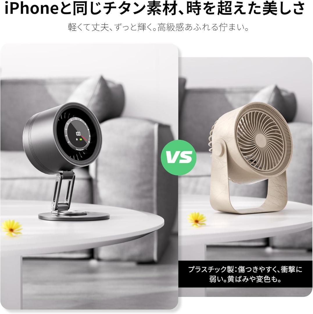 【世界初！チタン金属製サーキュレーター DCモーター】卓上扇風機 静音 超小型