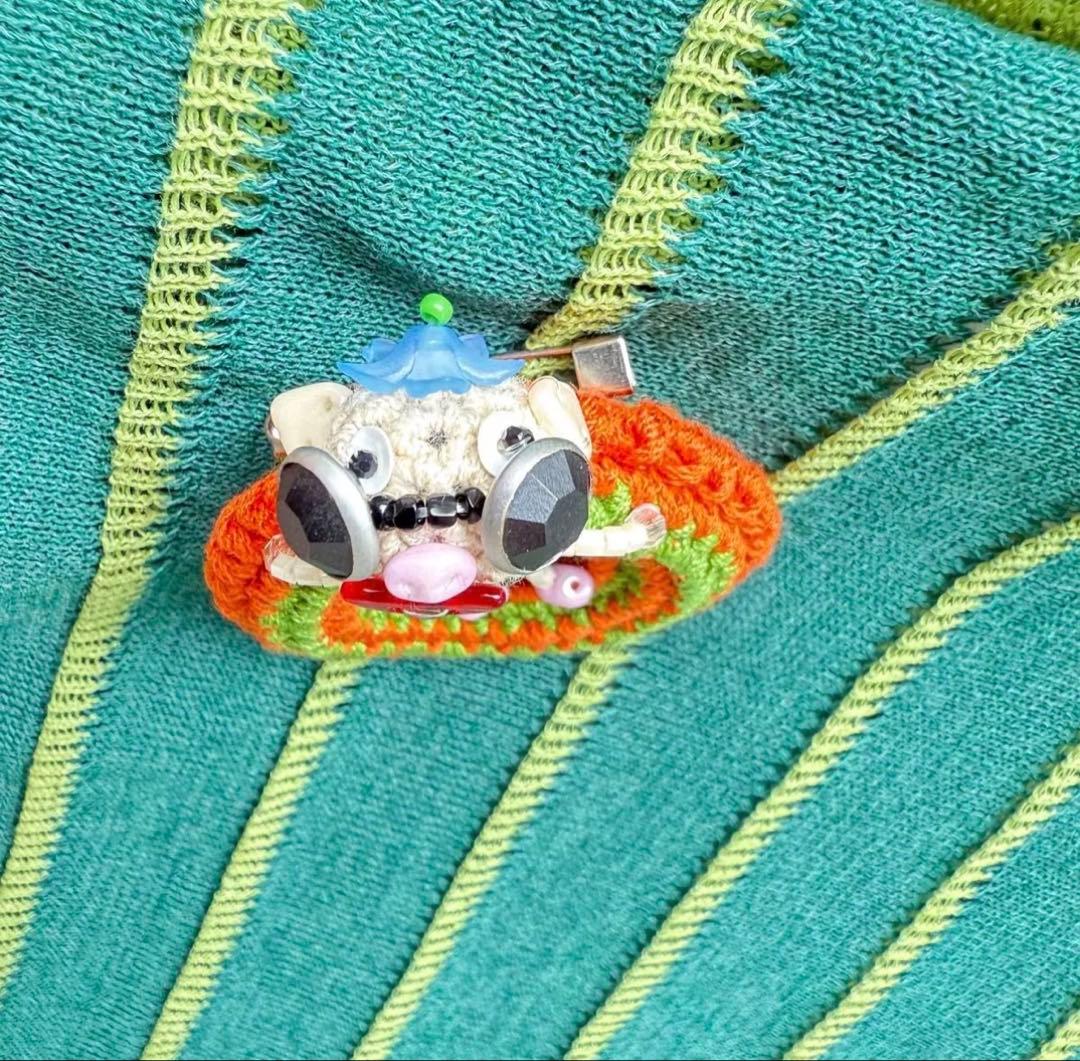 アルベロベロ 新品 ブローチ付き リネン混　Tシャツ カットソー トップス M