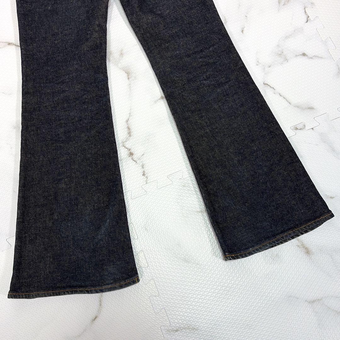 【美品】MOUSSY デニム フレア MVS ストレッチ セルビッチ 濃紺 24