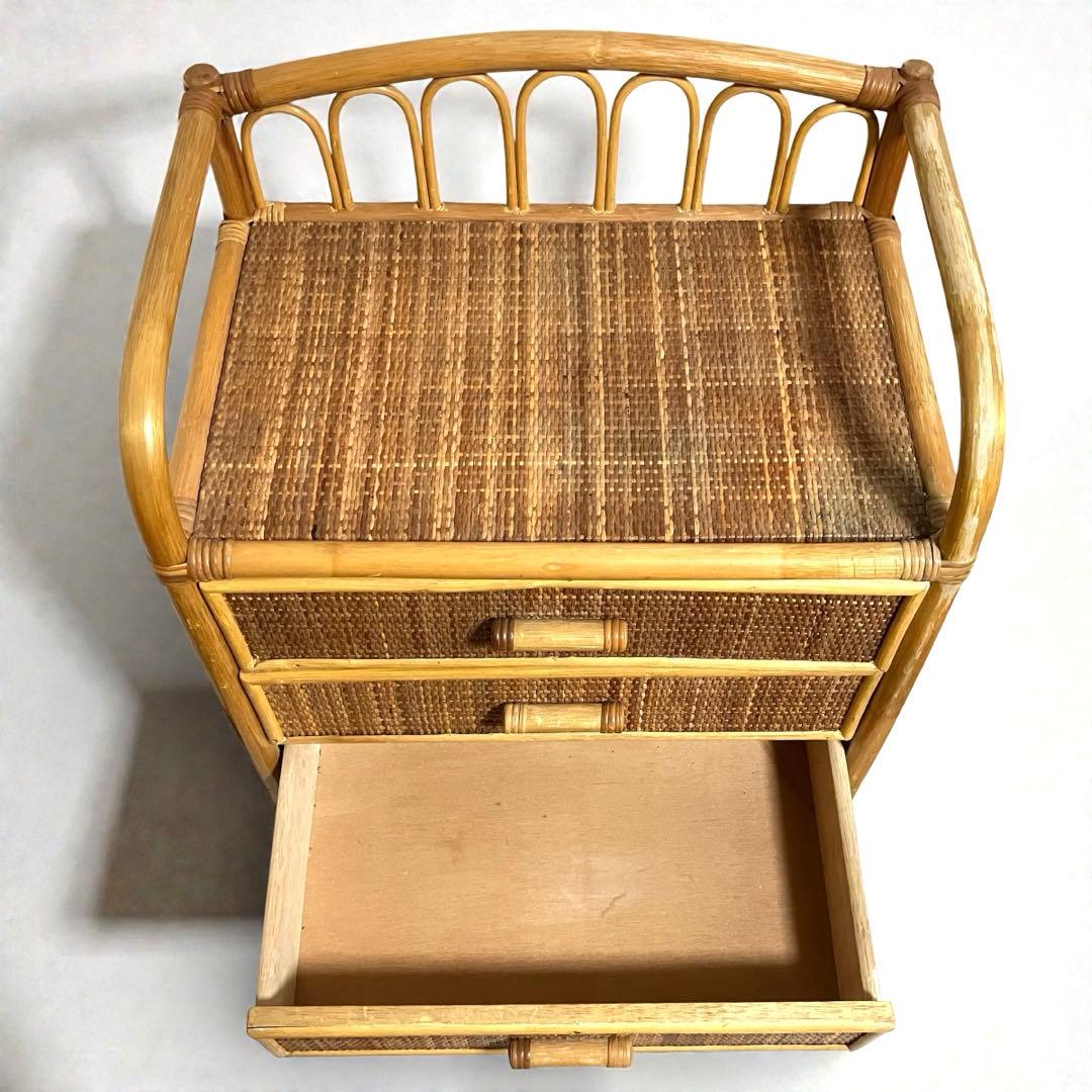 【良品】ラタン製 5段チェスト　籐家具 昭和レトロ