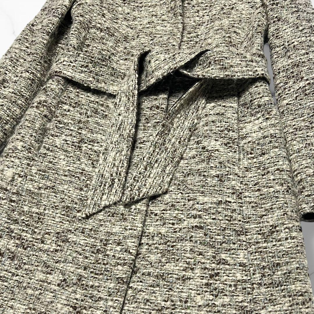 美麗品✨Max Mara STUDIO ツイード 比翼 ロングコート ベルト付き