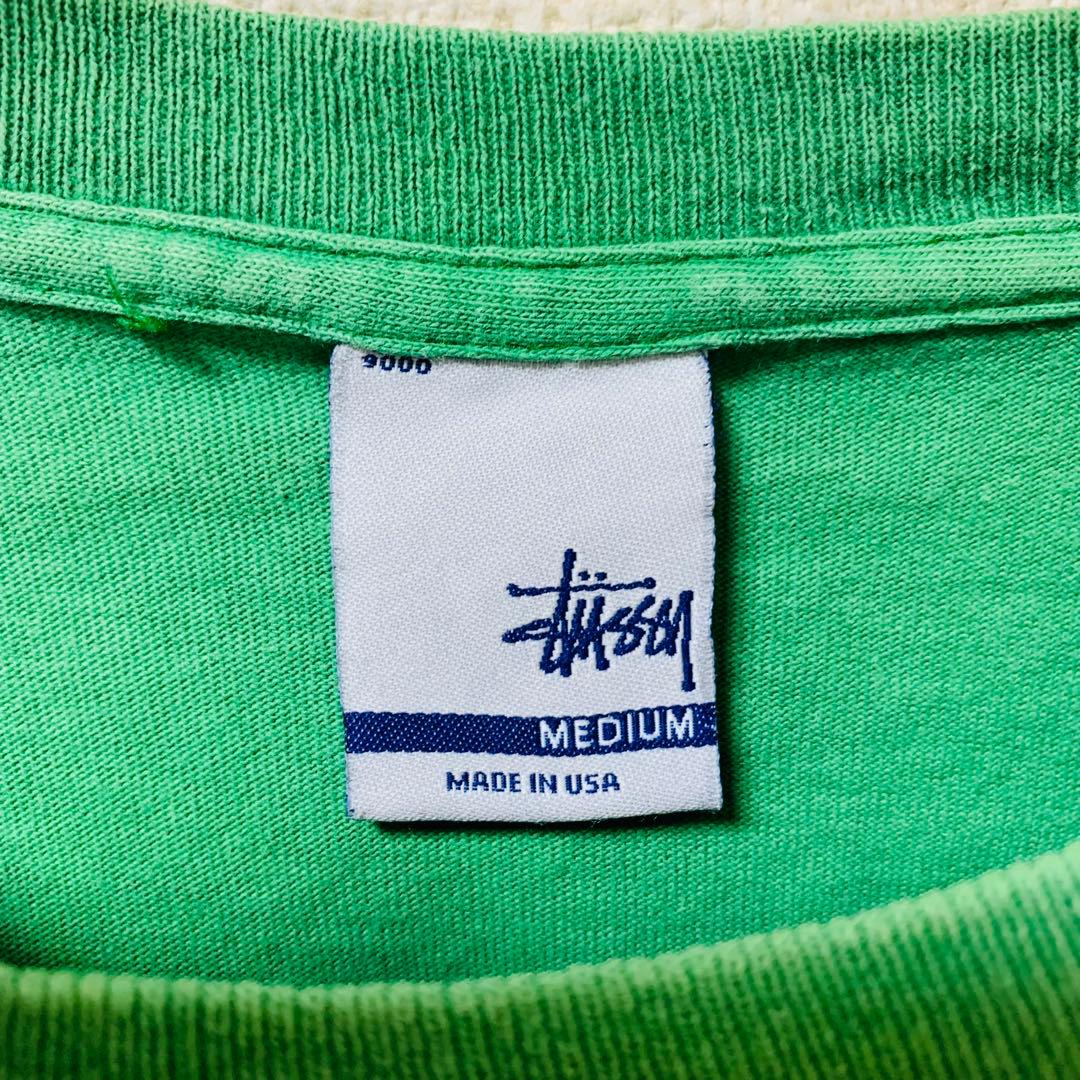【USA製】OLD STUSSY Tシャツ　Apple パロディ　銀タグ 緑　M