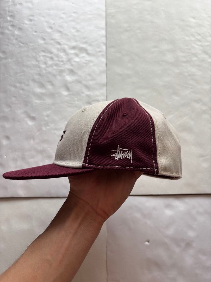 90s 00s old stussy 黒タグ キャップ 帽子 ツートーンカラー
