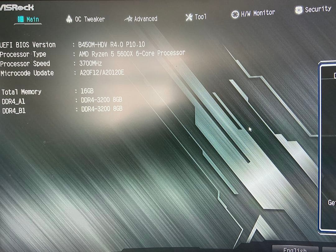 ASRock B450M-HDV マザーボード 動作確認済み