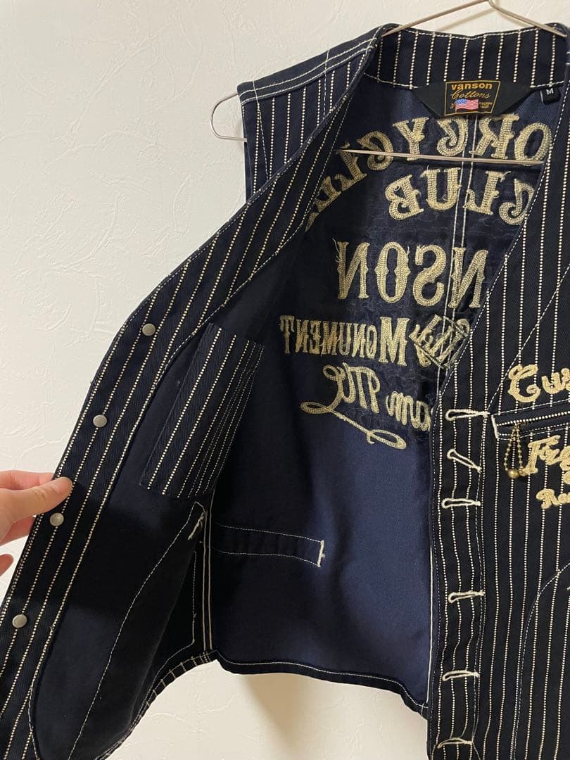 【美品】ベスト　メンズ　VANSON（バンソン）　ウォバッシュ　ストライプ