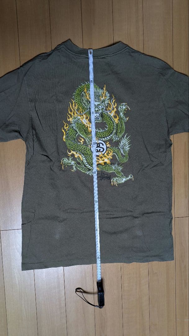 OLD Stussy 90' sドラゴンTシャツ オリーブMade in USA
