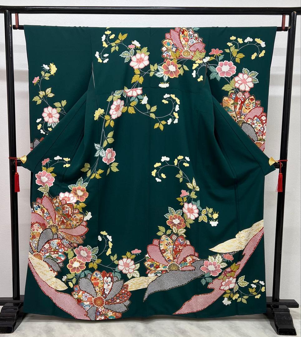 振り袖　フルセット　長襦袢付　成人式　金彩加工　刺繍入り　疋田柄855