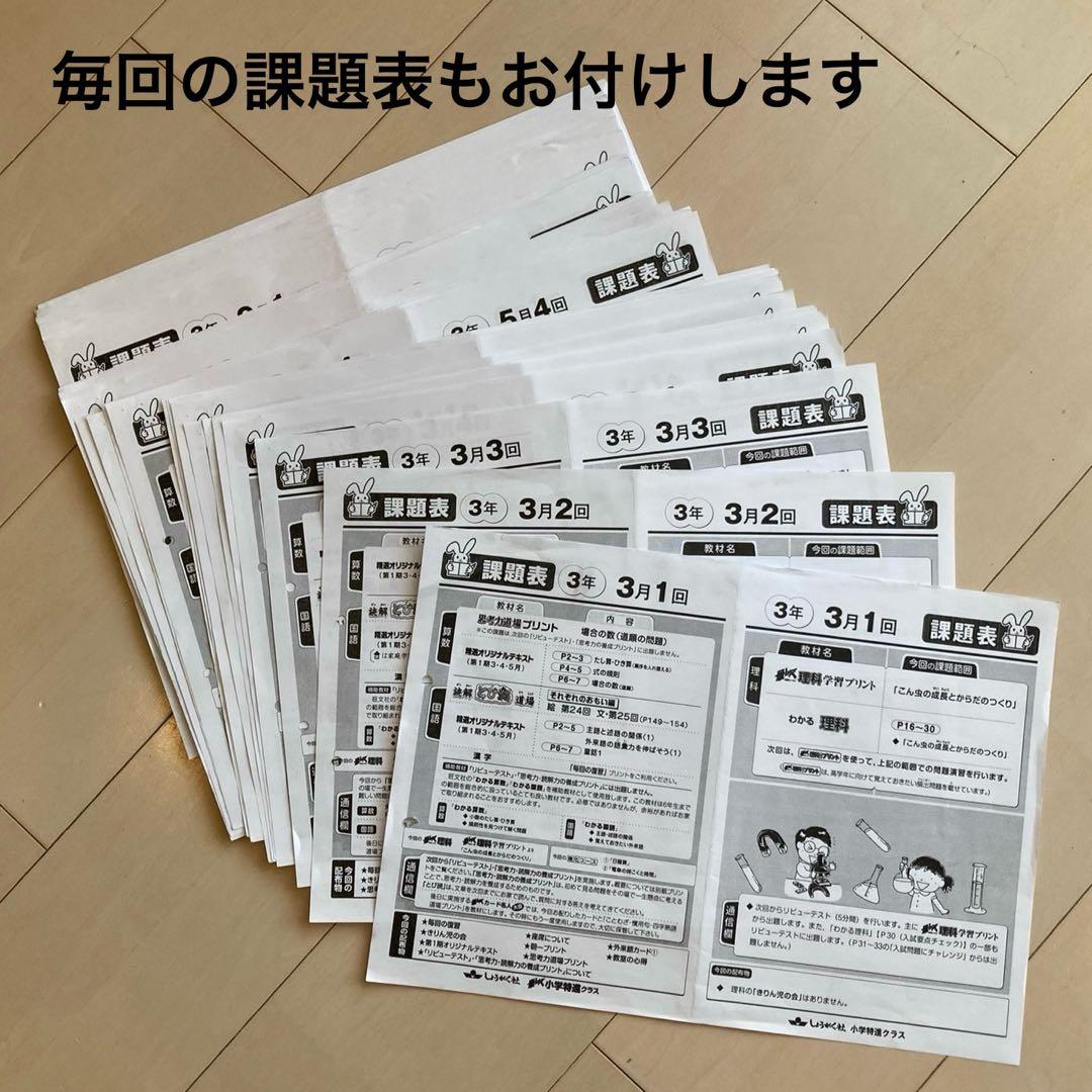 しょうがく社　小学特進クラス　最レベ　3年生　国語・算数　1年分フルセット