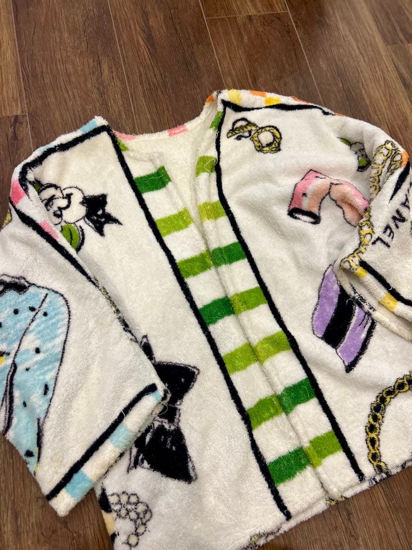CHANELのバスタオルで作ったパイルジャケット　ジュエリー柄　ビンテージ