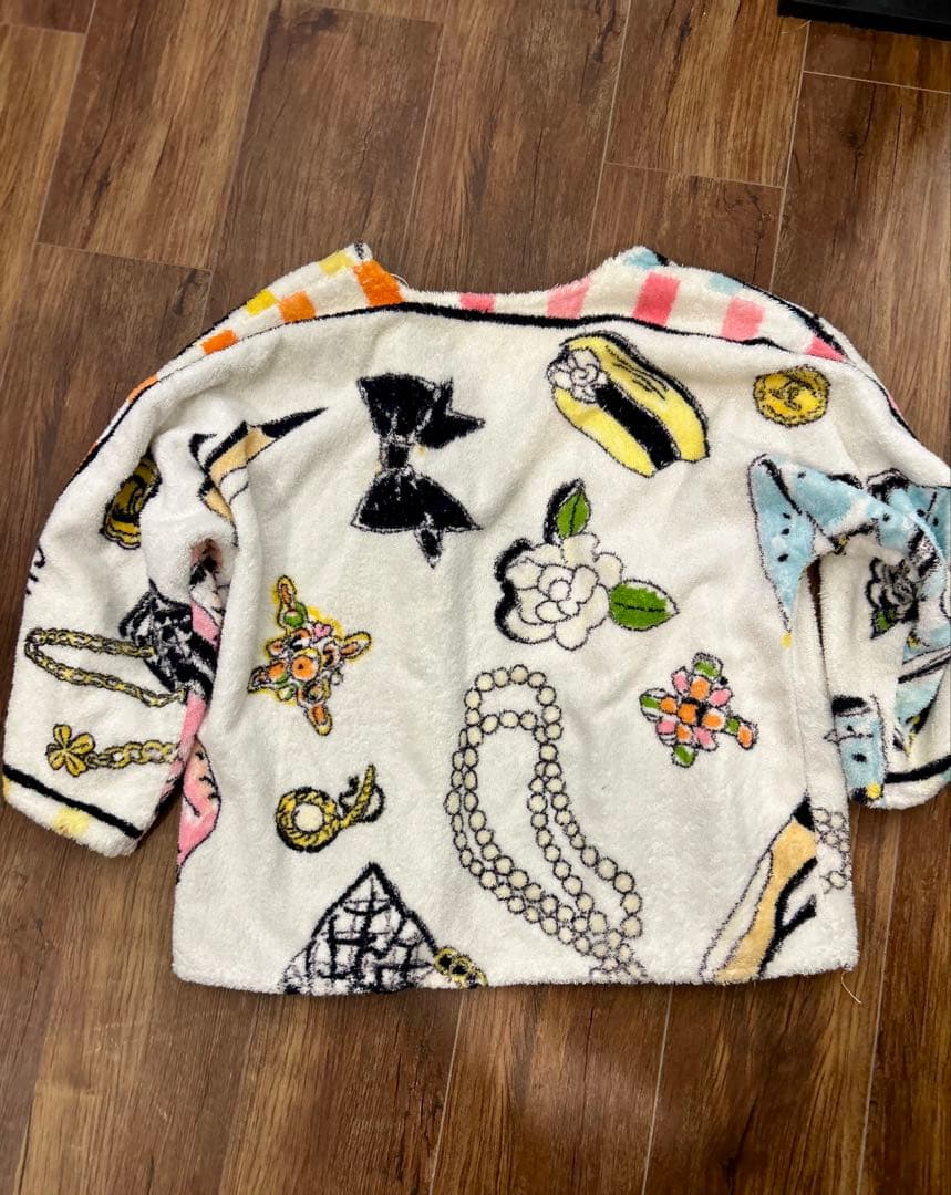 CHANELのバスタオルで作ったパイルジャケット　ジュエリー柄　ビンテージ