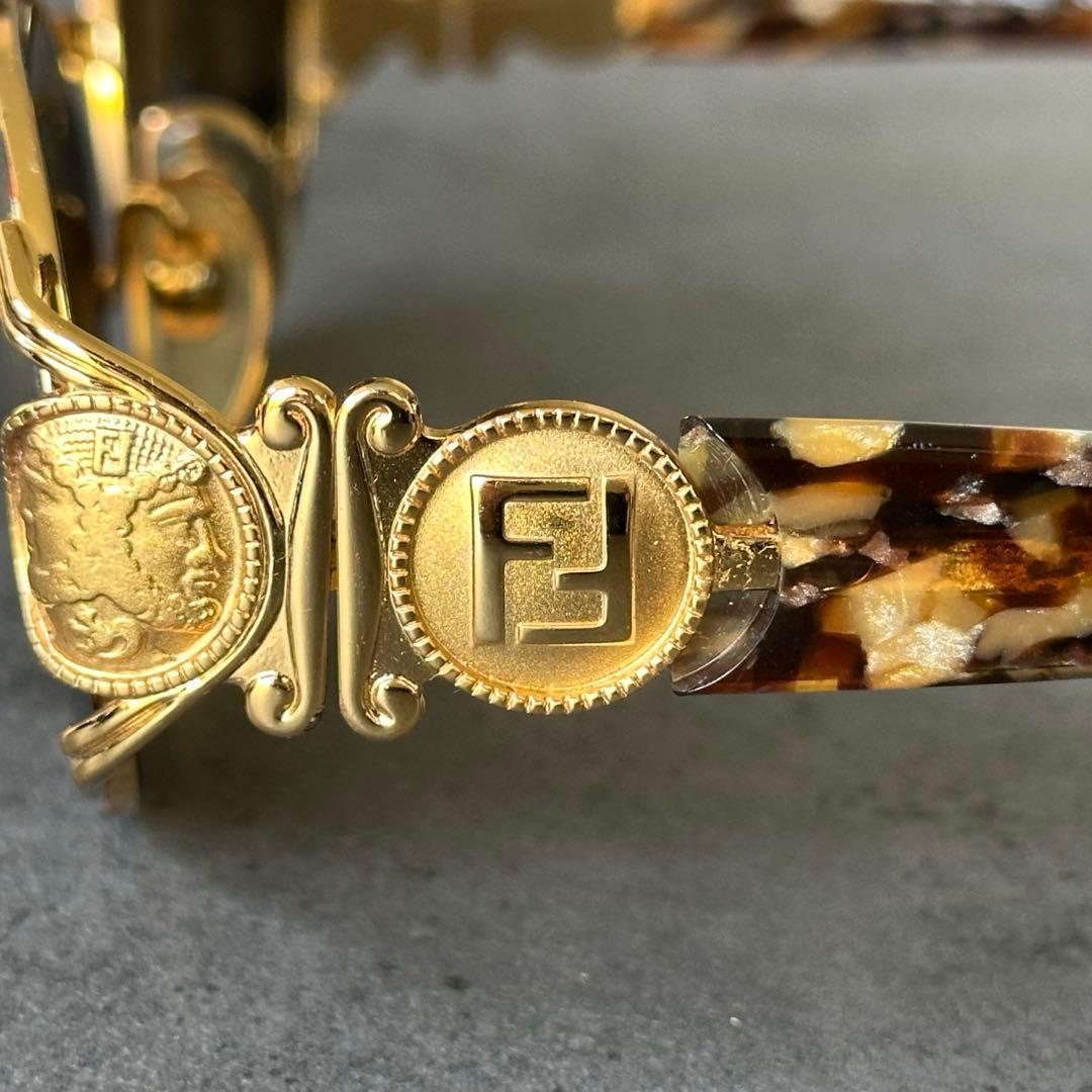 FENDI Vintage ズッカ　鼈甲　サングラス フルリム オーバル 金縁