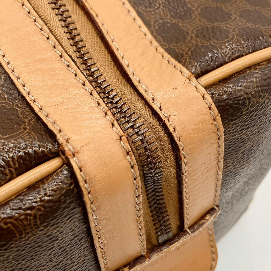 【CELINE】ボストンバッグ　旅行鞄　マカダム柄　PVC ダークブラウン