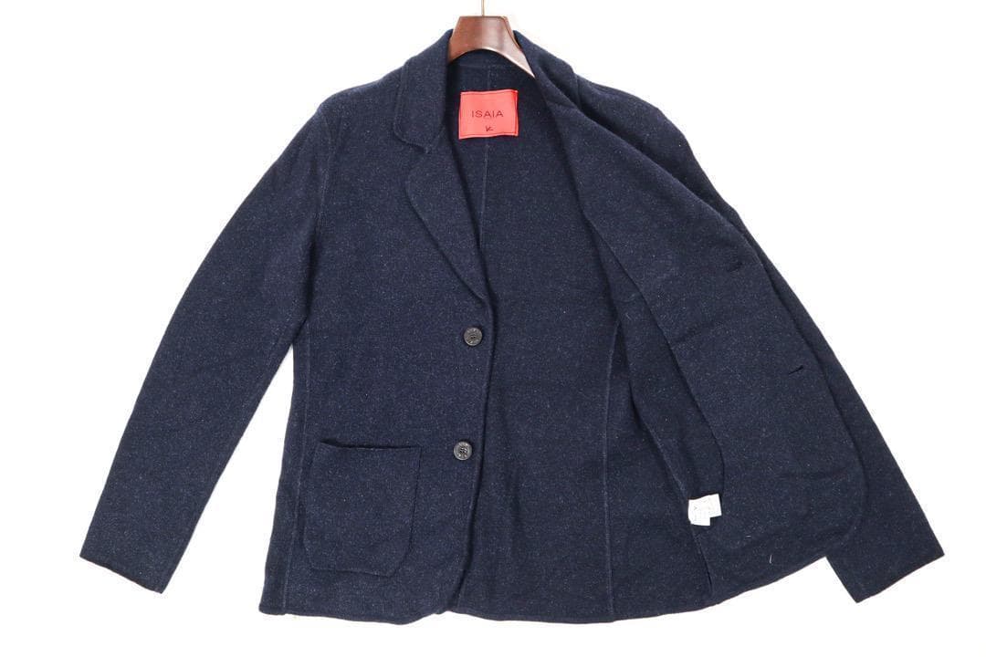 D5899-53イザイア カシミヤ100% 衿裏ヌバックレザー２釦ジャケット