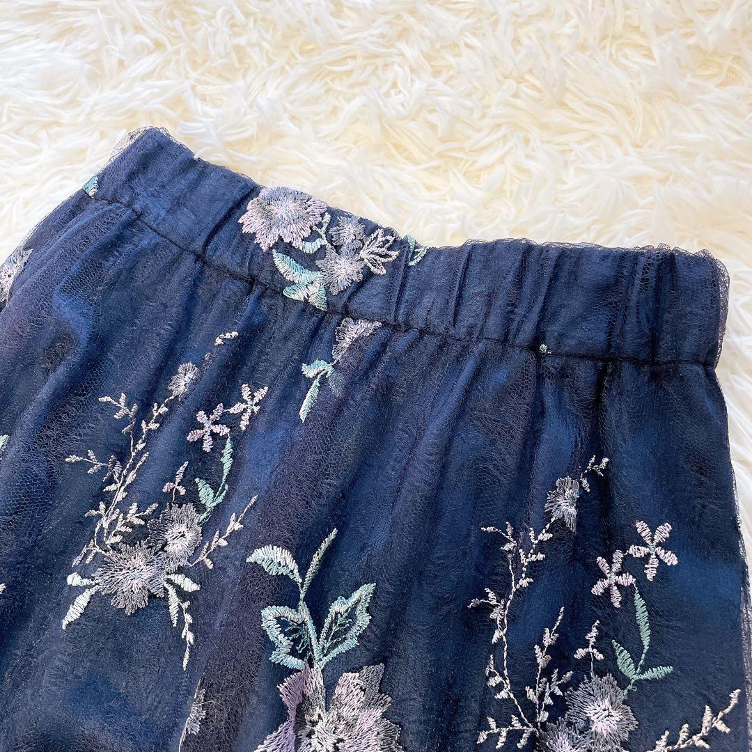 美品✨グレースコンチネンタル フラワーチュール刺繍スカート