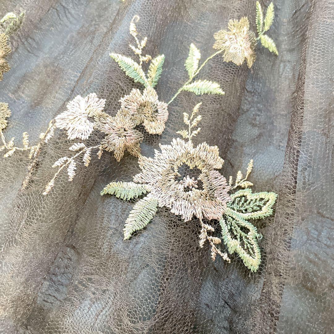 美品✨グレースコンチネンタル フラワーチュール刺繍スカート