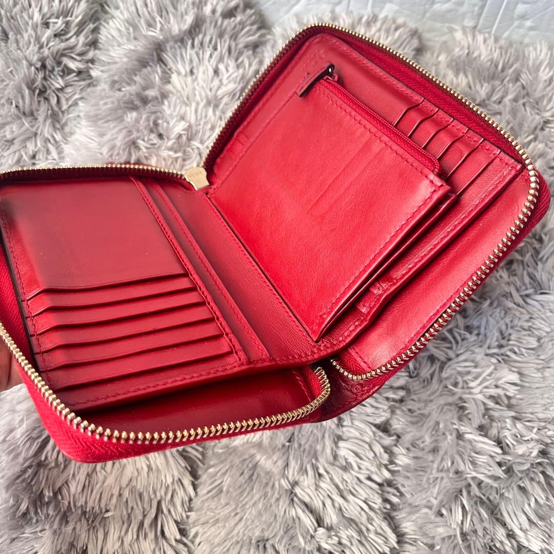 極美品✨GUCCI マイクロシマ　マキシサイズ　財布　ラウンドジップ　レッド