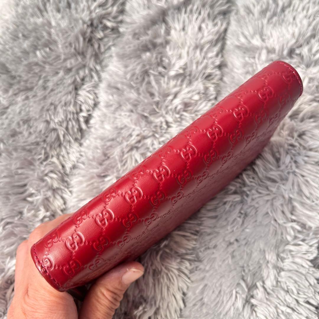 極美品✨GUCCI マイクロシマ　マキシサイズ　財布　ラウンドジップ　レッド