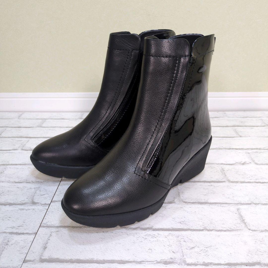 未使用美品　fitfit　フィットフィット　バックジップ　ショートブーツ　シボ革