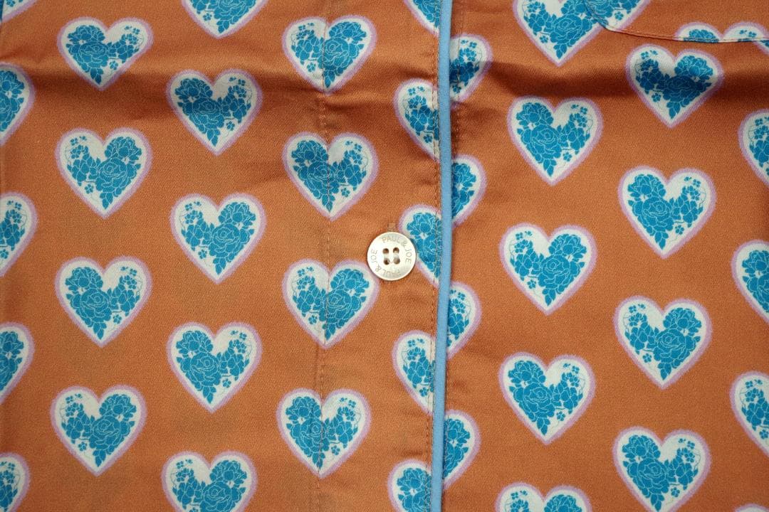 【新品】ポール&ジョー PAUL&JOE ハート柄サテンパジャマ（M)オレンジ