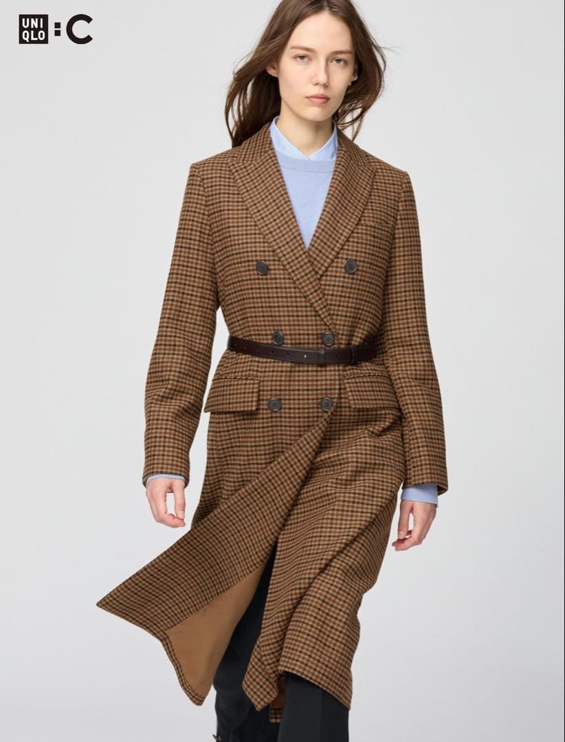 UNIQLO C 新品未使用　ダブルロングコート M ブラウン