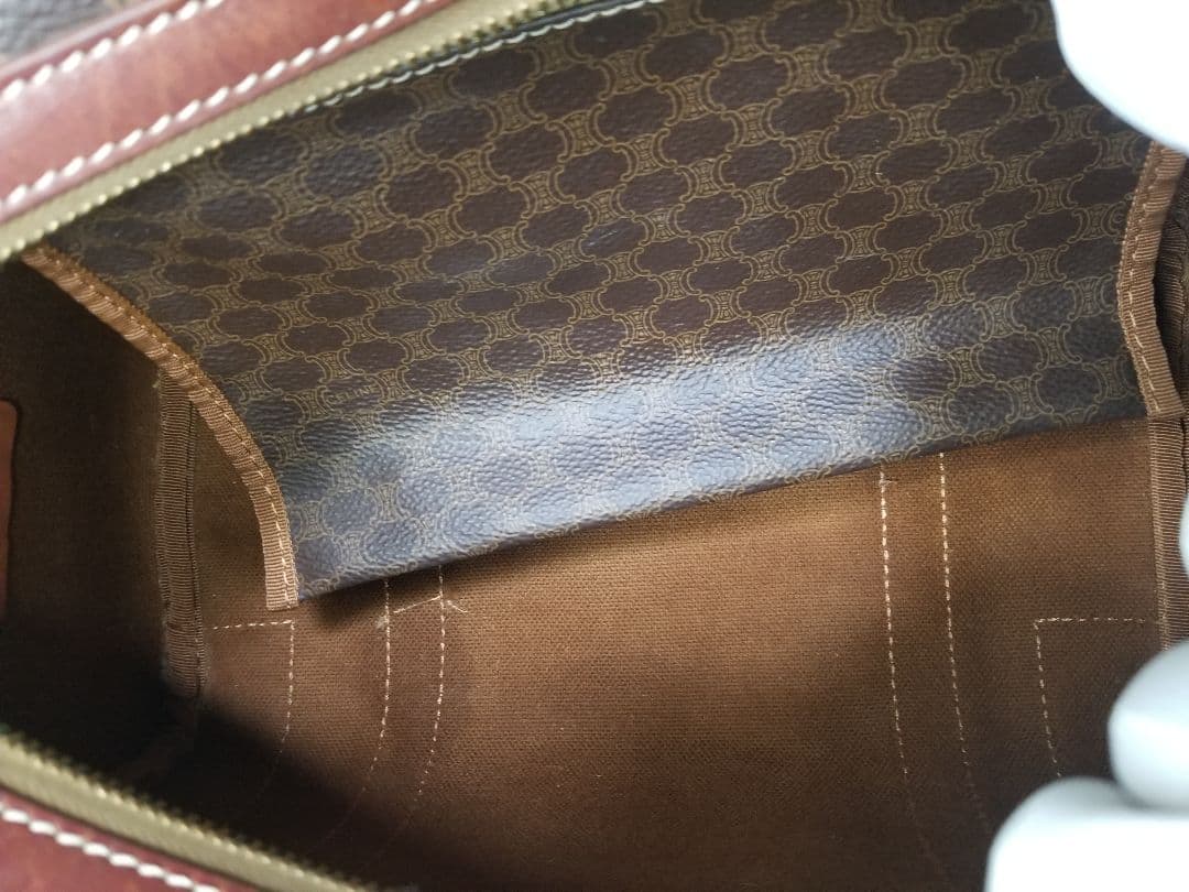 CELINE ハンドバッグ　ミニボストンバッグ　マカダム柄　ダークブラウン