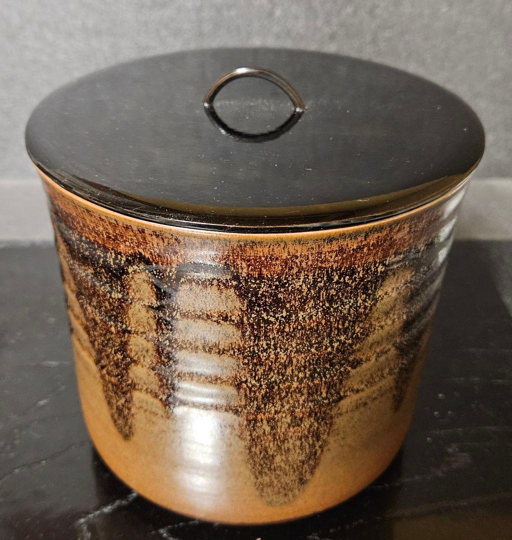 現代作家作　古瀬戸　水指　在印　共箱　茶道具　茶器　茶事　茶の湯　木製黒漆塗り蓋