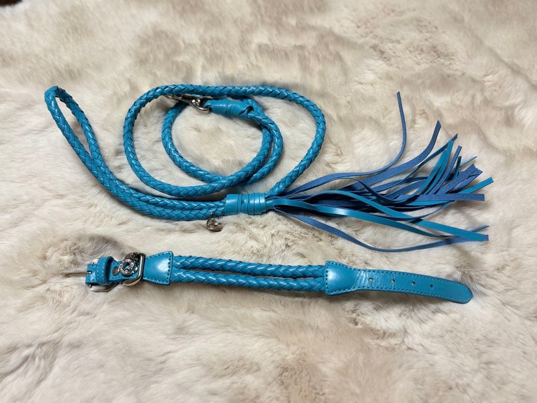 アトリエgg青いレザー首輪とリードセット