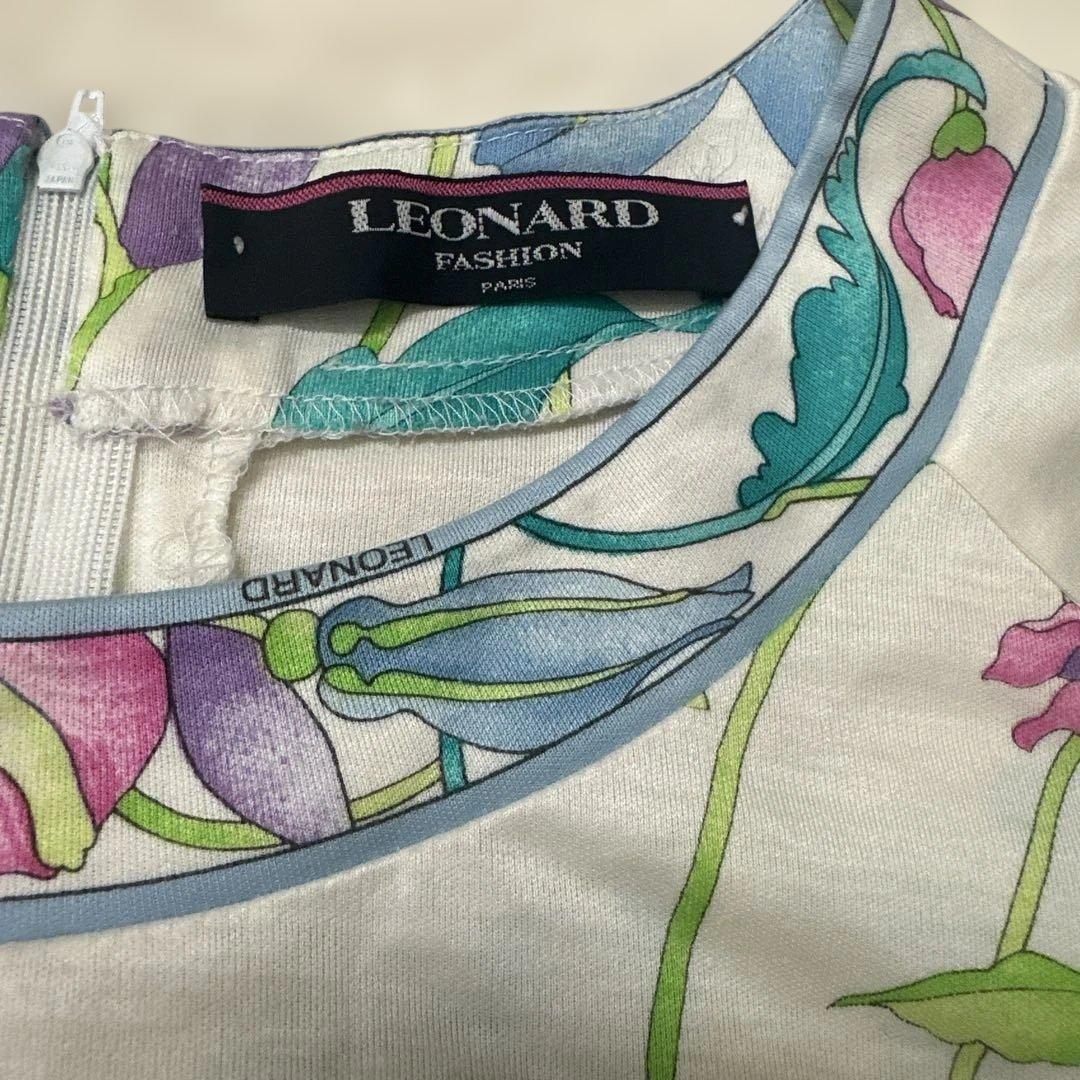 LEONARD FASHION フラワープリント 七分袖ワンピース