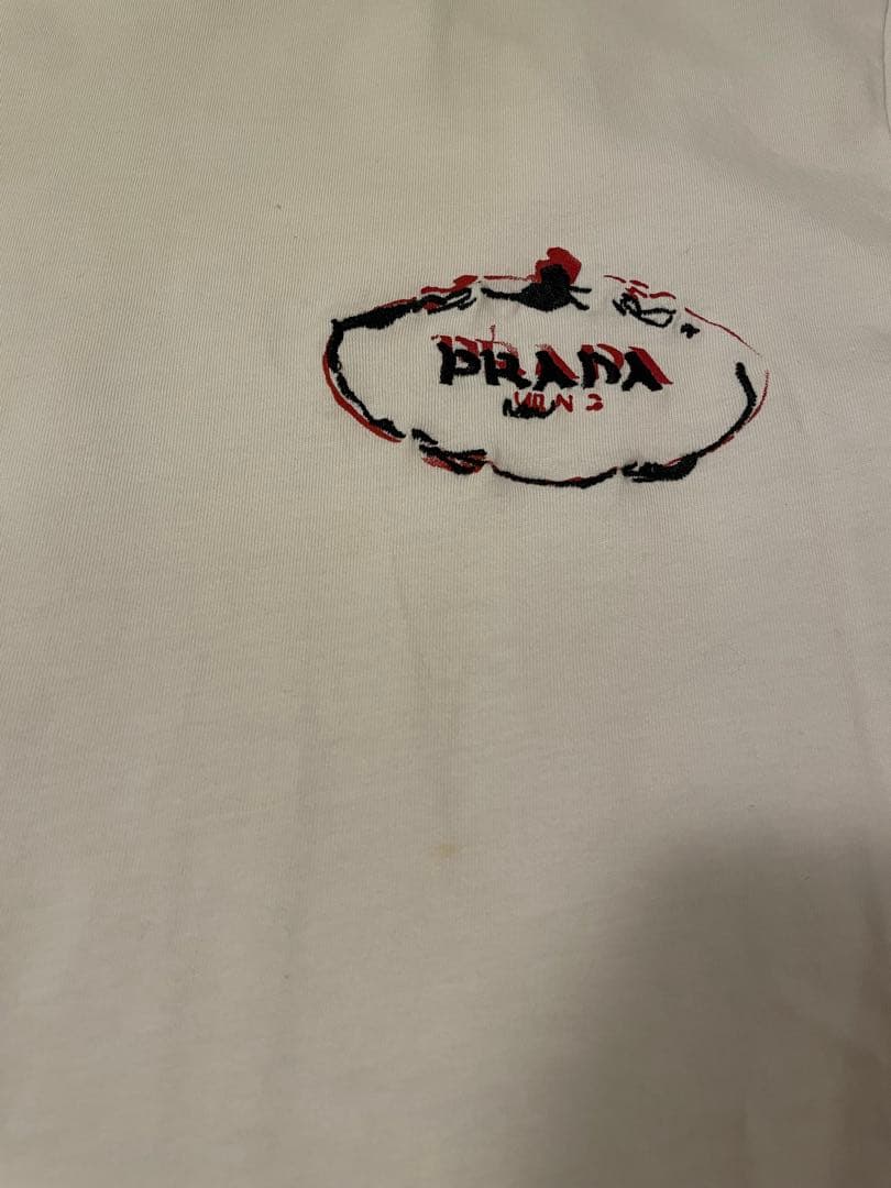 PRADA 刺繍ロゴ ホワイト TシャツXS白半袖