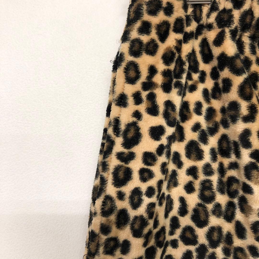 90's 裏原VIBES ストリート 古着 ヒョウ柄 起毛 ロングパンツ