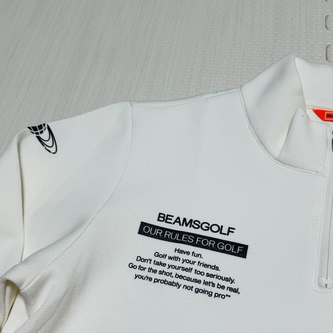 BEAMS GOLF ハーフジップ セーター ホワイトLサイズ