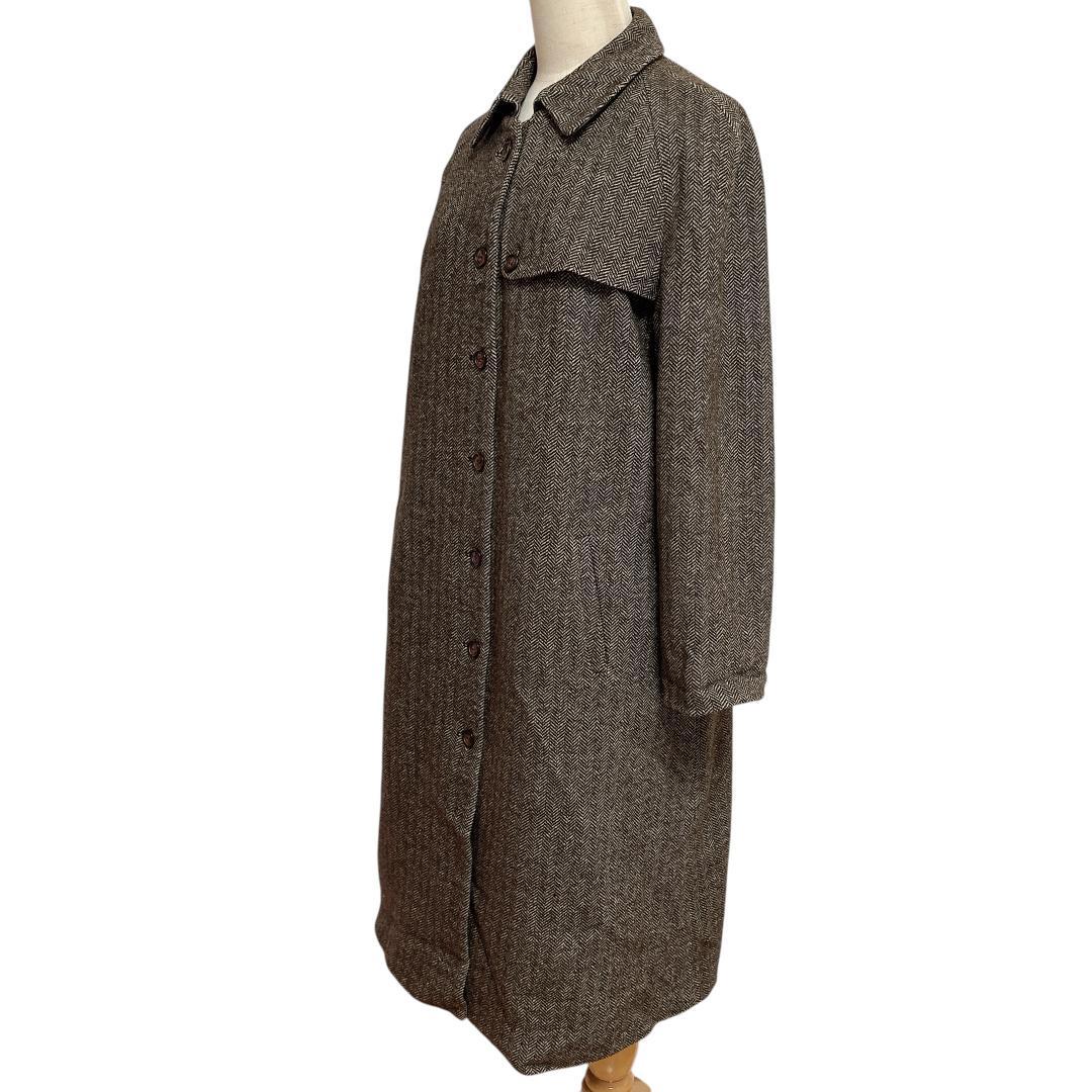 【美品】DIFFU イタリア製 ヘリンボーン ロングコート M相当 カシミヤ使用