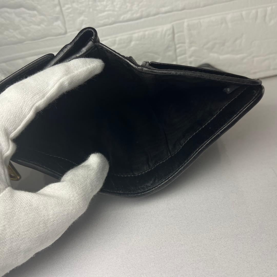 miu miu 財布 ブラック 三つ折り財布 キルティング レザー マテラッセ