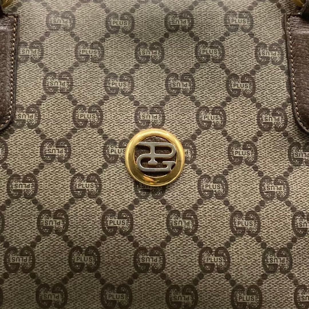 GUCCI ボストンバッグ レザー PVC GG ハンドバッグ 大容量 ロゴ