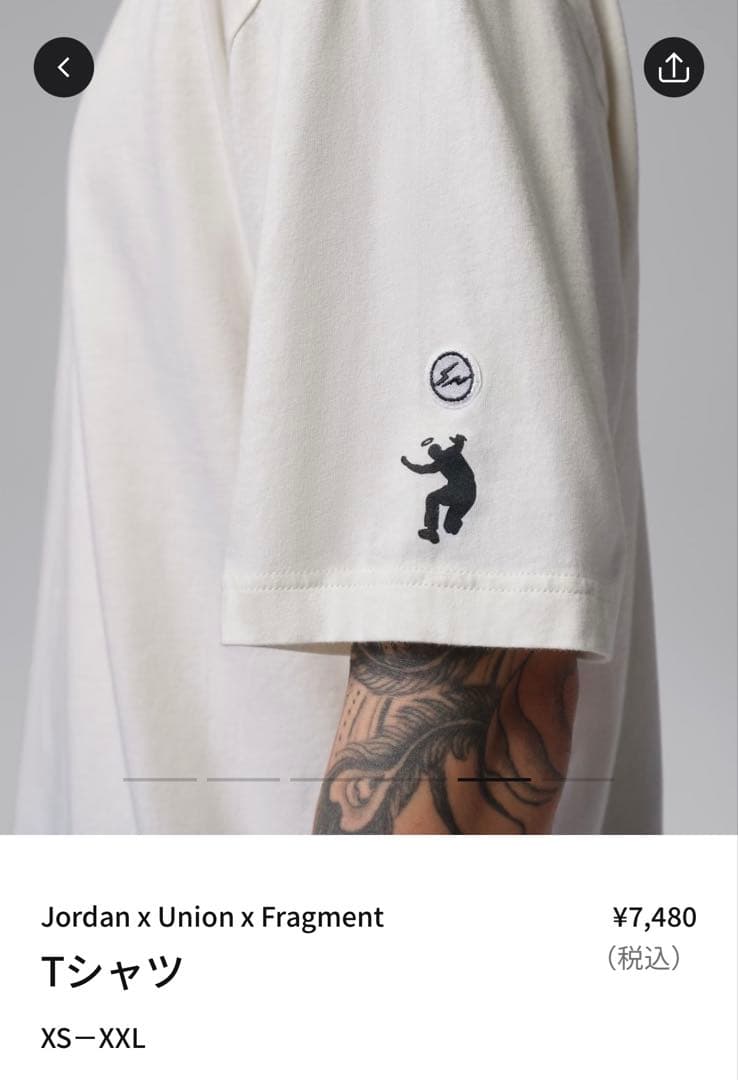 XL 新品 Jordan x Union x Fragment Tee