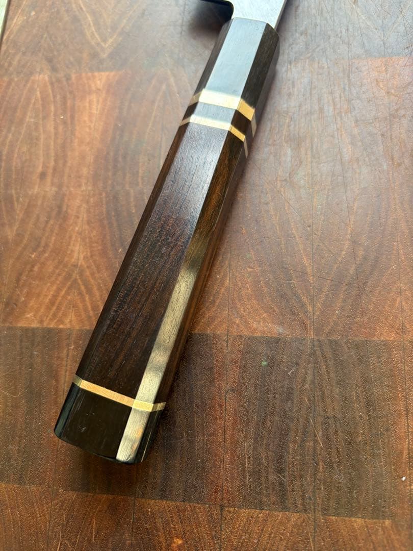 堺打刃物　切付　片刃　240mm 包丁　白鋼　和包丁　黒檀　八角朴　牛刀