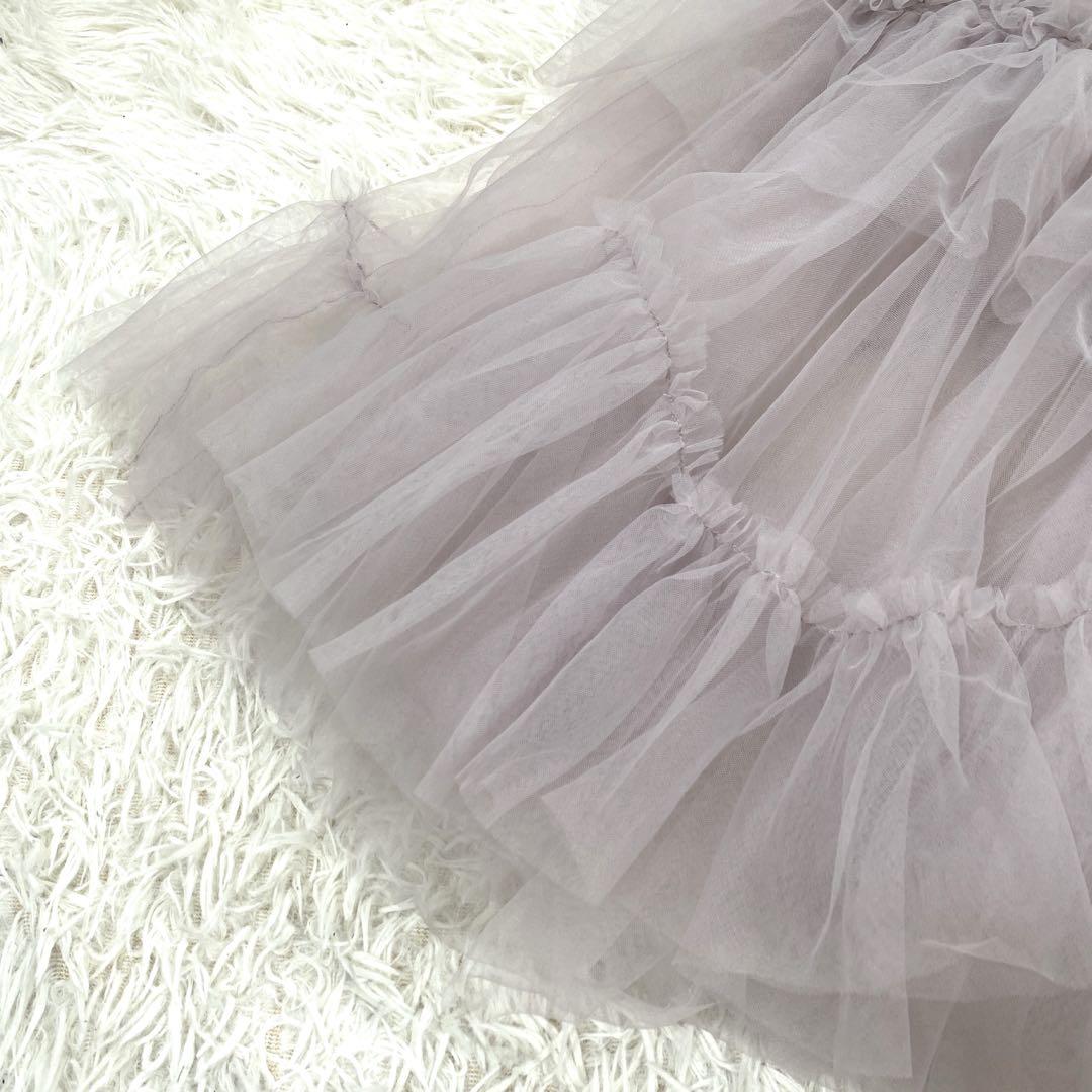 美品　snidel チュールキャミレイヤードトップス　ピンク　チュール　フリル