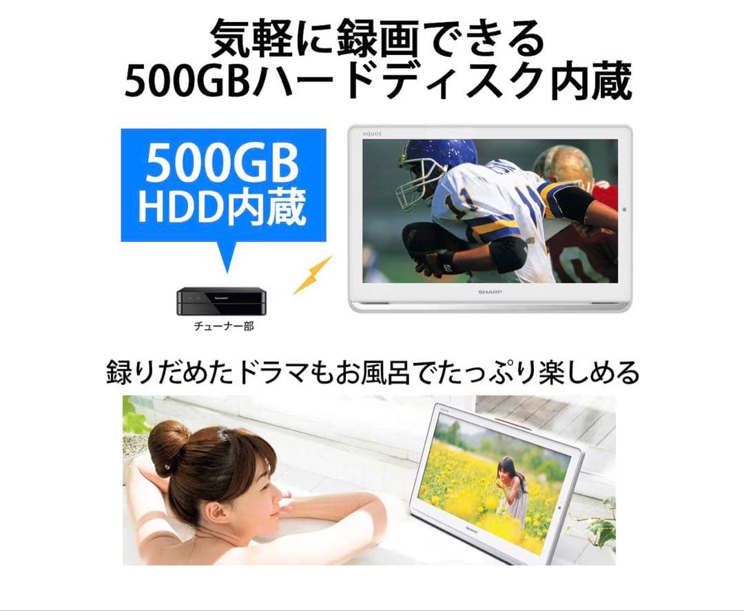 SHARP AQUOS 2T-C12AP 防水&ワイヤレス　ポータブル　テレビ