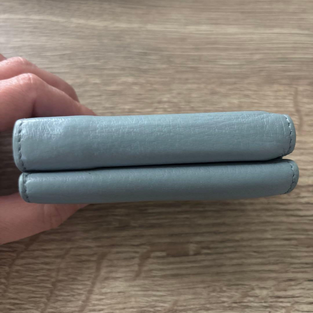 BALENCIAGA 水色ペーパー　三つ折り財布