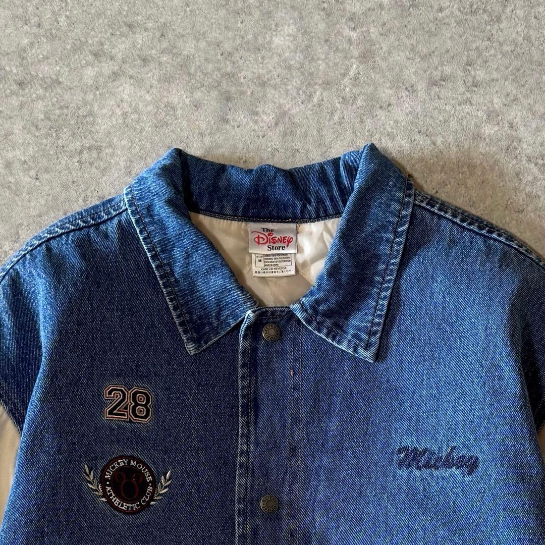 90s ディズニー公式 デニムジャケット 刺繍ロゴ スタジャン ブルゾン