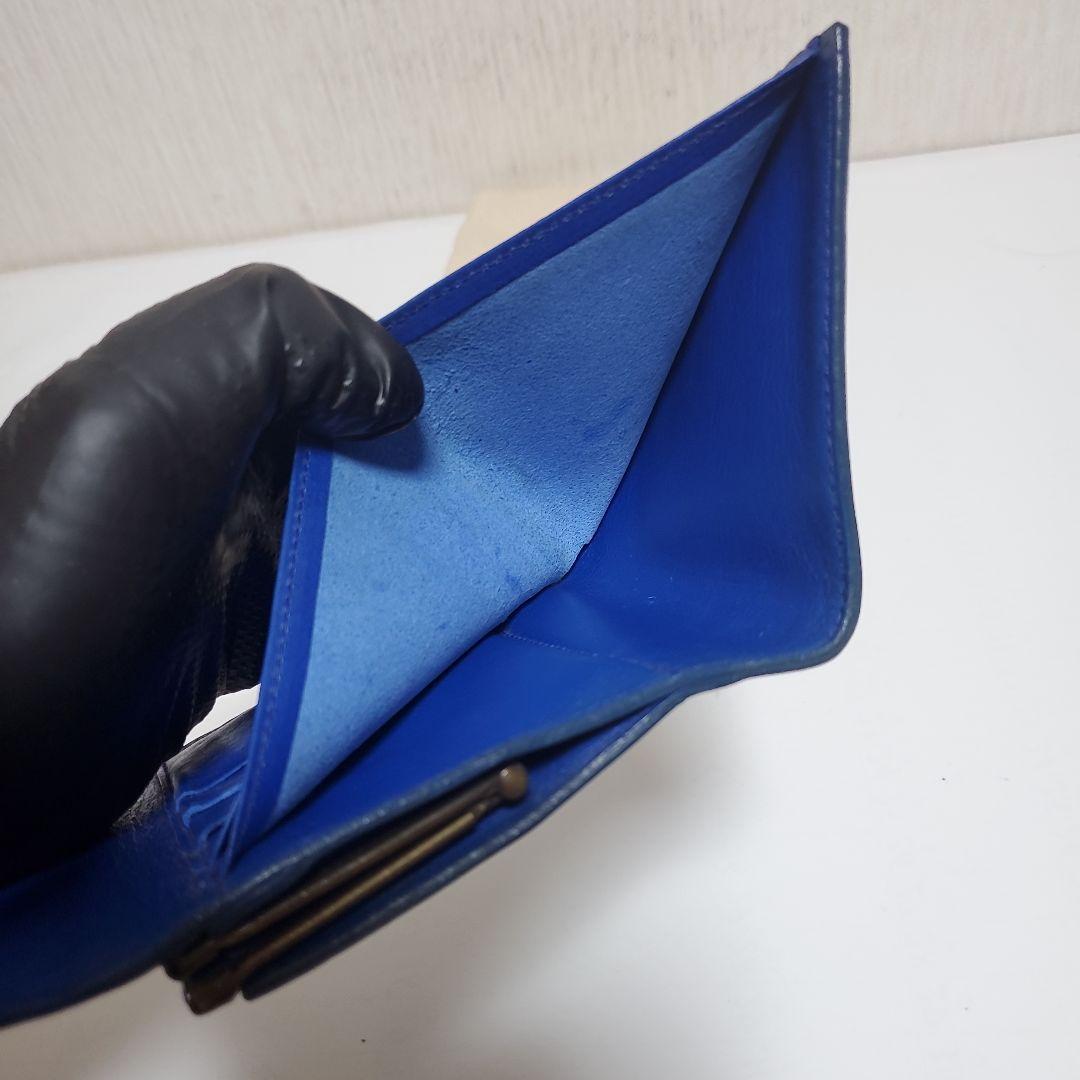 イルビゾンテ　IL BISONTE　二つ折り財布　ブルー　美品　がま口