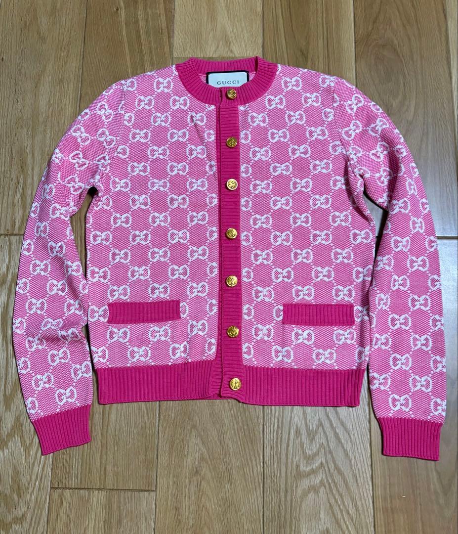 GUCCI ピンク　カーディガン　ピンク　XS 未使用　イタリア製