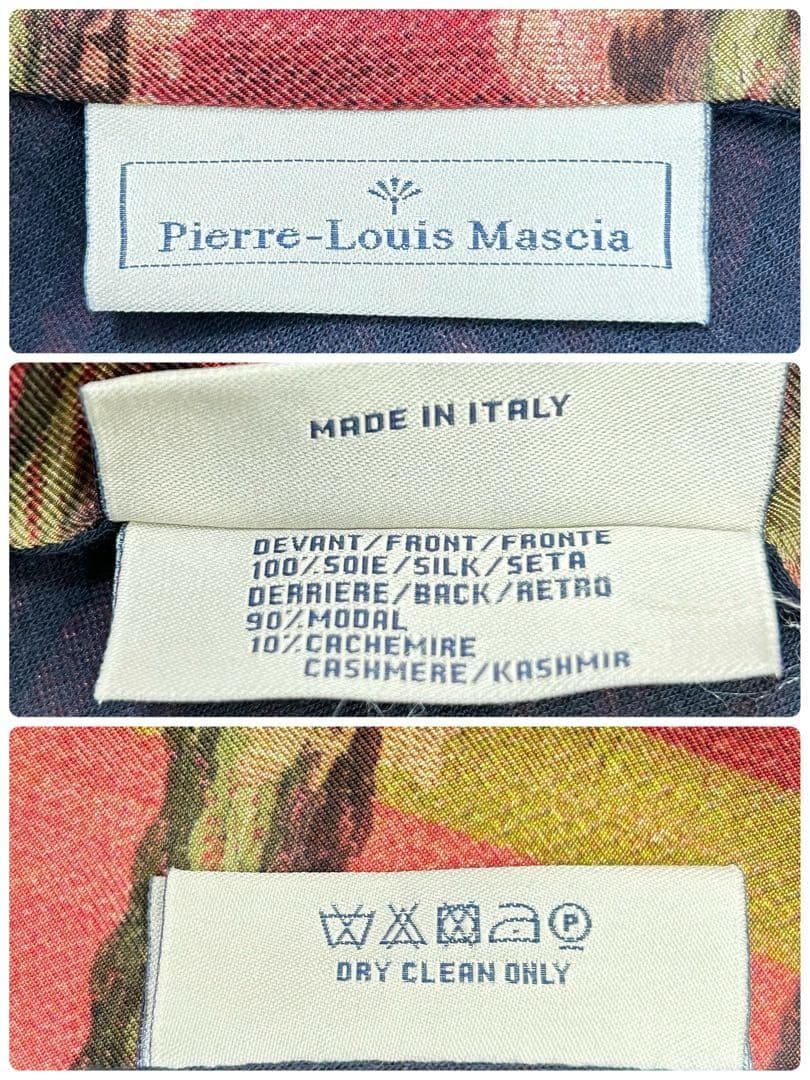 ピエールルイマシア　大判ストール　総柄　シルク100% カシミヤ　イタリア製