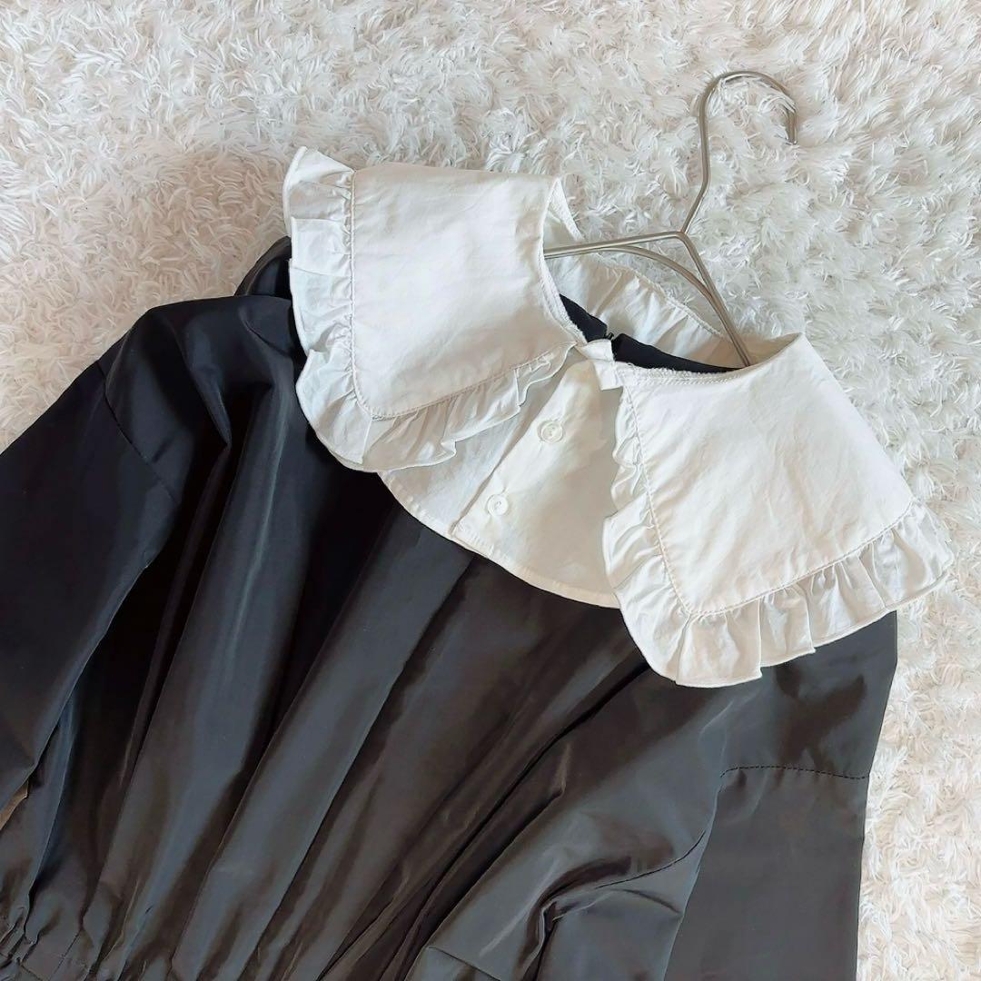 美品✨SEVEN TEN 襟付きタフタワンピース つけ襟 ブラック XS