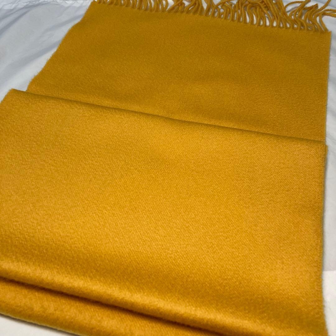 美品 ジョンストンズ カシミヤ100％ 中判ストール イエロー