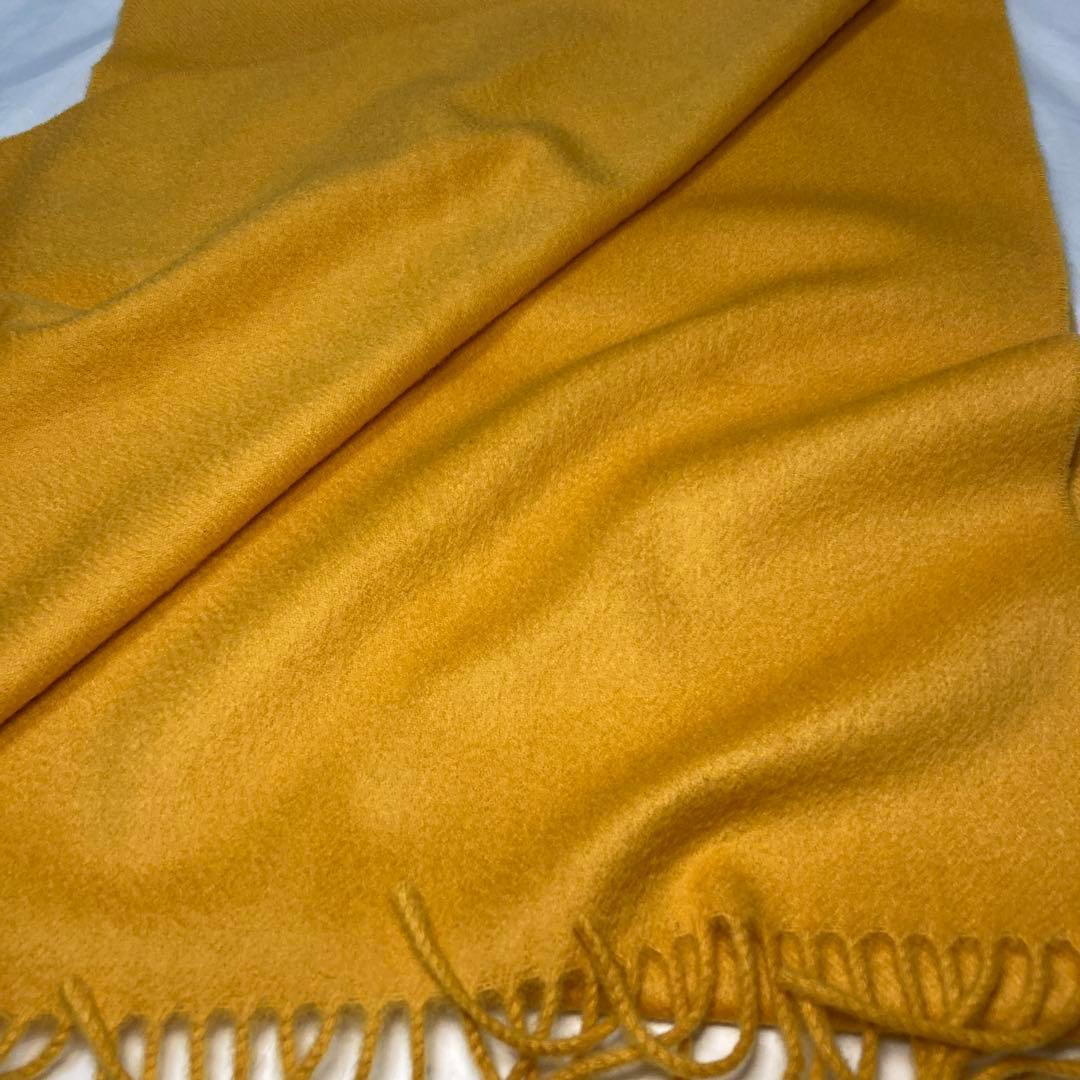 美品 ジョンストンズ カシミヤ100％ 中判ストール イエロー