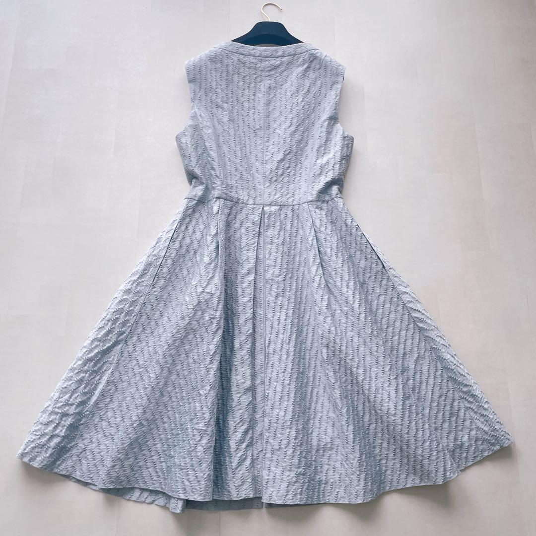 人気✨フォクシー ダイヤモンドダスト ワンピース ジャガード ブルー 42