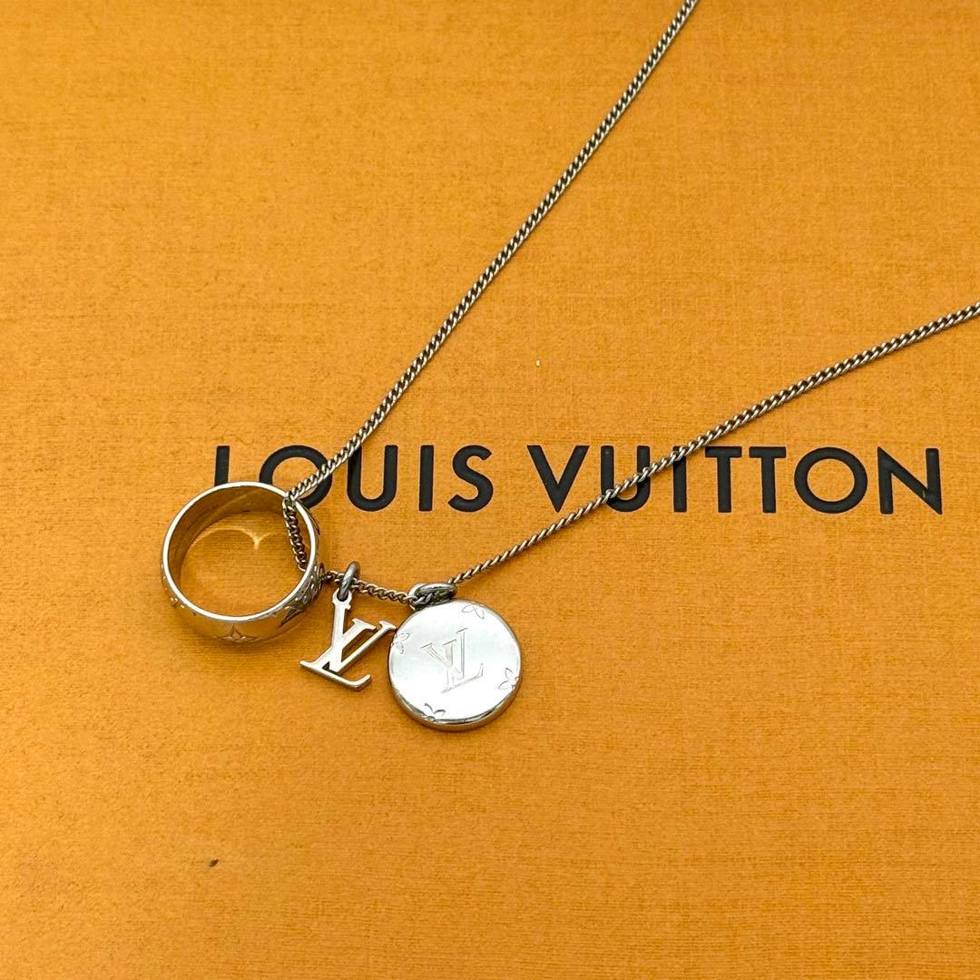美品 ルイヴィトン リング ネックレス モノグラム シルバー LVシグネチャー