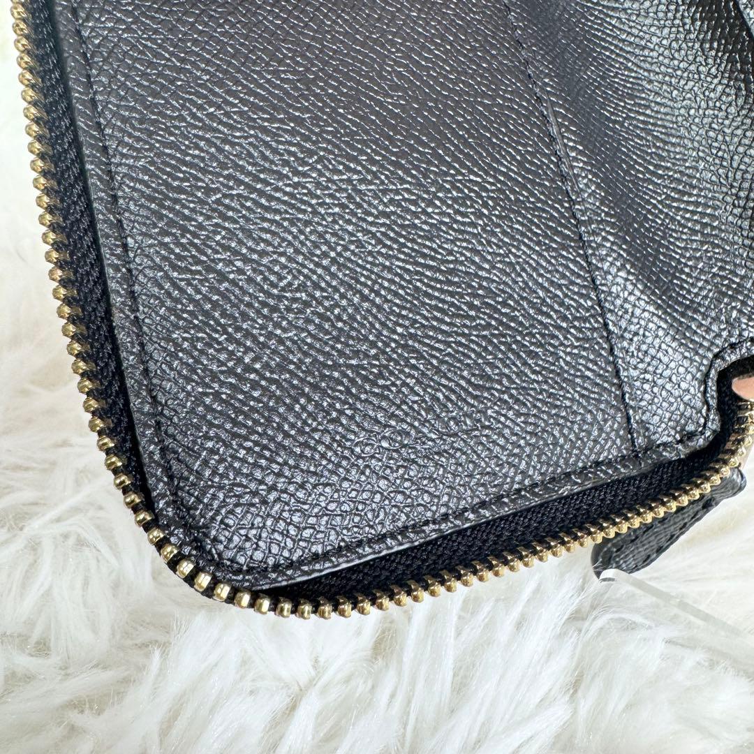 【新品】COACH ラウンドジップ 二つ折り財布 ブラック ゴールドスタッズ
